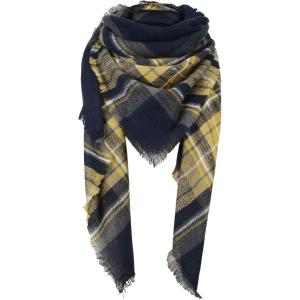 imageAmerican Trends Womens Cozy Warm Winter Fall Blanket Scarf Stylish Soft Chunky Checked Giant Scarves ShawlsYellow Navy