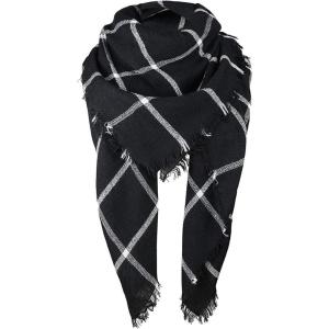 imageAmerican Trends Womens Fall Winter Scarf Plaid Tassel Soft Warm Blanket Scarves Womens Shawl WrapsScarf Black