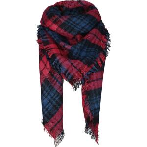 imageAmerican Trends Womens Fall Winter Scarf Plaid Tassel Soft Warm Blanket Scarves Womens Shawl WrapsScarf Red Navy