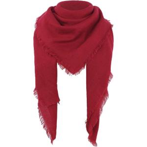imageAmerican Trends Womens Fall Winter Scarf Plaid Tassel Soft Warm Blanket Scarves Womens Shawl WrapsSolid Red