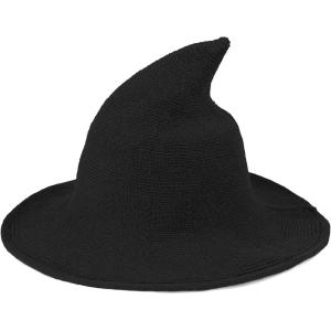 imageAmerican Trends Womens Halloween Witch Hat Wool Wizard Hat Costume Accessory Foldable Witch HatsBlack
