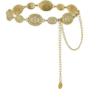 imageAmerican Trends Womens Western Belts Metal Chain Belt Country Cowgirl Belt Waist Chain Y2K Boho Concho BeltGoldb