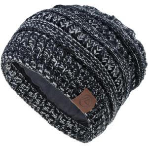 imageBeanies Women Satin Lined Beanie Winter Hats for Women Silk Lined Slouchy Beanie for Winter Warm Knit Cuffed Beanie HatBlack  Grey