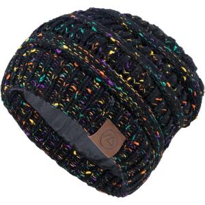 imageBeanies Women Satin Lined Beanie Winter Hats for Women Silk Lined Slouchy Beanie for Winter Warm Knit Cuffed Beanie HatBlack Mix