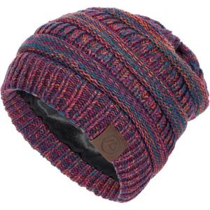 imageBeanies Women Satin Lined Beanie Winter Hats for Women Silk Lined Slouchy Beanie for Winter Warm Knit Cuffed Beanie HatPurple Mix