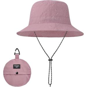 imageBucket hat for Women Men Waterproof Wide Brim Sun Hats Foldable Boonie Safari Fishing Hiking Beach HatsPink