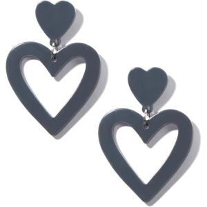 imageHeart Earrings Y2K Love Heart Big Hoop Cute Fun Dangle EarringsGrey