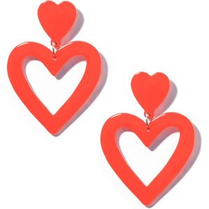 imageHeart Earrings Y2K Love Heart Big Hoop Cute Fun Dangle EarringsOrange