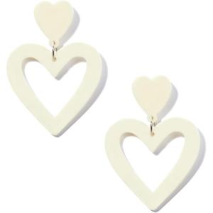 imageHeart Earrings Y2K Love Heart Big Hoop Cute Fun Dangle EarringsWhite