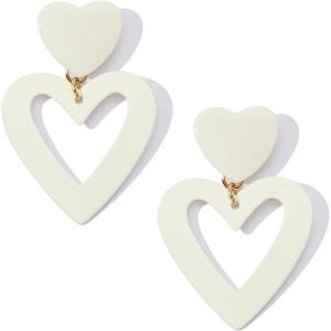 imageHeart Earrings Y2K Love Heart Big Hoop Cute Fun Dangle EarringsWhiteMetal