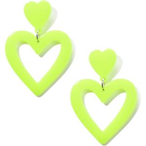 imageHeart Earrings Y2K Love Heart Big Hoop Cute Fun Dangle EarringsYellow