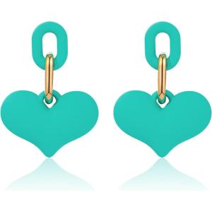 imageLove Heart Earrings for Women Girls Trendy Y2K Drop Earrings Colorful Cute Dangle Statement Earrings Fun Concert Earrings Halloween Mothers Day Birthday GiftLake Blue