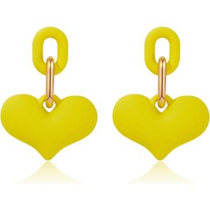 imageLove Heart Earrings for Women Girls Trendy Y2K Drop Earrings Colorful Cute Dangle Statement Earrings Fun Concert Earrings Halloween Mothers Day Birthday GiftYellow