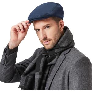 imageNewsboy Flat Cap Hats for Men  Vintage Ivy Cabbie Driving Fitted CapNavy
