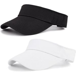 imageSun Visor Hats Cotton Sun Protection Cap Hats Visor HatWhite Black