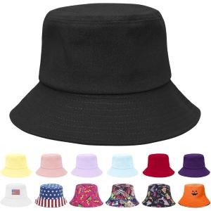 imageUnisex Athletic Bucket Hat Solid Colors Sun Hat with UV Protection for Outdoor Sports Packable Summer HatsBlack