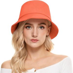 imageUnisex Athletic Bucket Hat Solid Colors Sun Hat with UV Protection for Outdoor Sports Packable Summer HatsOrange