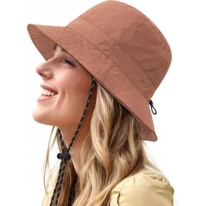 imageWaterproof Bucket Hat for Women Men Rain Hat Wide Brim Packable Sun Hat UV Protection Summer Beach Fishing Hiking Safari HatDeep Pink
