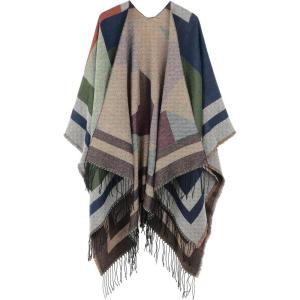 imageWomens Blanket Shawls Wraps Winter Printed Open Front Poncho Cape Plaid Shawls for WomenSeries 50coffee