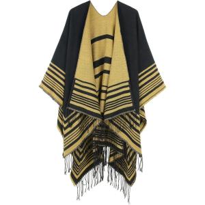 imageWomens Blanket Shawls Wraps Winter Printed Open Front Poncho Cape Plaid Shawls for WomenSeries 51black Brown