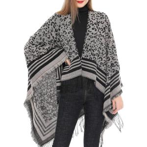 imageWomens Blanket Shawls Wraps Winter Printed Open Front Poncho Cape Plaid Shawls for WomenY Yellow Leopard
