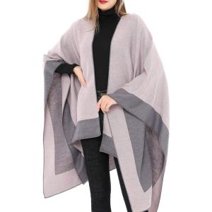 imageWomens Blanket Shawls Wraps Winter Printed Open Front Poncho Cape Plaid Shawls for WomenZ Pink
