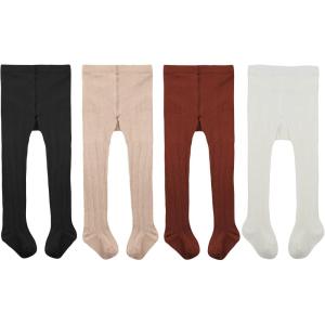imageAmerican Trends Baby Soft Tights Cable Knit Baby Leggings Toddler Tights Winter Socks for Girls Newborn Stockings for BoysBlack White Skin Dark Red  4 Pairs