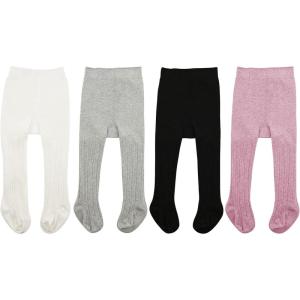 imageAmerican Trends Baby Soft Tights Cable Knit Baby Leggings Toddler Tights Winter Socks for Girls Newborn Stockings for BoysWhite Black Gray Purple 4 Pack