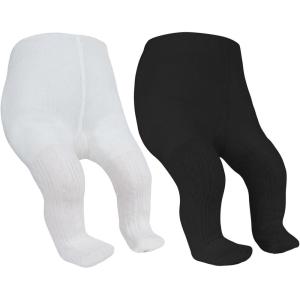 imageAmerican Trends Baby Soft Tights Cable Knit Baby Leggings Toddler Tights Winter Socks for Girls Newborn Stockings for BoysWhiteblack