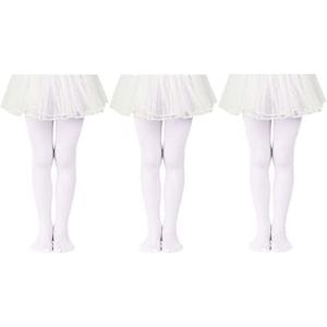 imageGirls Ballet Dance Tights for Toddler Baby Soft Athletic Leggings Infant Elastic Dance Tights for GirlsZ White  3 Pairs