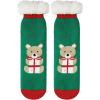 imageAmerican Trends Christmas Slipper Socks Women Fuzzy Socks Gripper Non Slip Womens Warm Cozy Socks AthleticGreen Bear Present