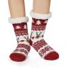 imageAmerican Trends Christmas Slipper Socks Women Fuzzy Socks Gripper Non Slip Womens Warm Cozy Socks AthleticRed Fawn