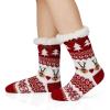 imageAmerican Trends Christmas Slipper Socks Women Fuzzy Socks Gripper Non Slip Womens Warm Cozy Socks AthleticRed Fawn