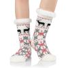 imageAmerican Trends Christmas Slipper Socks Women Fuzzy Socks Gripper Non Slip Womens Warm Cozy Socks AthleticRed Snow Deer