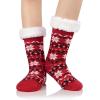 imageAmerican Trends Christmas Slipper Socks Women Fuzzy Socks Gripper Non Slip Womens Warm Cozy Socks AthleticRed Snow Deer