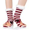 imageAmerican Trends Christmas Slipper Socks Women Fuzzy Socks Gripper Non Slip Womens Warm Cozy Socks AthleticRed White Deer