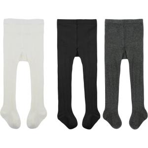 imageAmerican Trends Baby Girls Tights Infant Cable Knit Leggings Toddler Outfits3 Pairs  White Black Grey