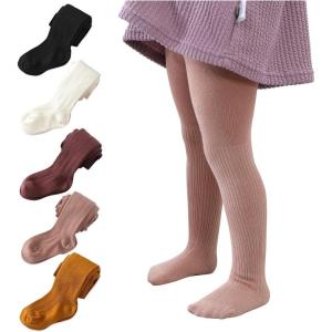 imageAmerican Trends Baby Girls Tights Infant Cable Knit Leggings Toddler Outfits5 Pairs  Black White Yellow Dusty Pink Purple