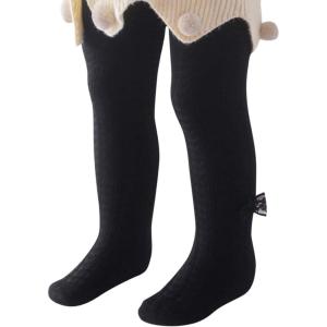 imageAmerican Trends Baby Leggings Stocking Toddler Girl Socks Tights for Baby Girls Kids Winter Knitted Leggings002 Pure Black