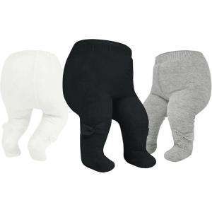 imageAmerican Trends Baby Leggings Stocking Toddler Girl Socks Tights for Baby Girls Kids Winter Knitted LeggingsBlackwhitegray