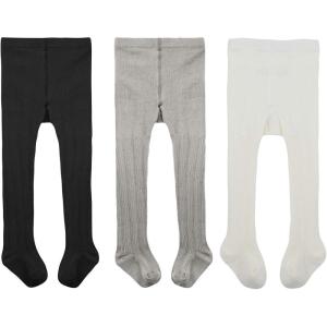 imageAmerican Trends Baby Leggings Stocking Toddler Girl Socks Tights for Baby Girls Kids Winter Knitted LeggingsBlackwhitelgray 3 Packs