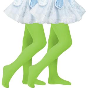 imageAmerican Trends Ballet Tights for Girls Nude Tights Kids Dance Stockings Girls Soft School Uniform Tights2 Pack Bright Green