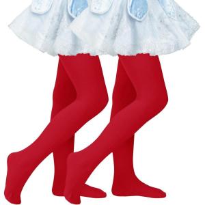 imageAmerican Trends Ballet Tights for Girls Nude Tights Kids Dance Stockings Girls Soft School Uniform Tights2 Pack Red