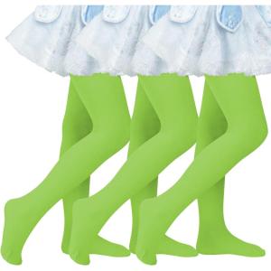 imageAmerican Trends Ballet Tights for Girls Nude Tights Kids Dance Stockings Girls Soft School Uniform Tights3 Pack Bright Green
