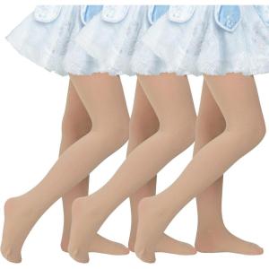 imageAmerican Trends Ballet Tights for Girls Nude Tights Kids Dance Stockings Girls Soft School Uniform Tights3 Pack Nude