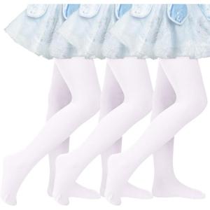 imageAmerican Trends Ballet Tights for Girls Nude Tights Kids Dance Stockings Girls Soft School Uniform Tights3 Pack White