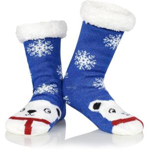 imageAmerican Trends Christmas Slipper Socks Women Fuzzy Socks Gripper Non Slip Womens Warm Cozy Socks AthleticBlue Bear