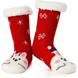 imageAmerican Trends Christmas Slipper Socks Women Fuzzy Socks Gripper Non Slip Womens Warm Cozy Socks AthleticChristmas Bunny