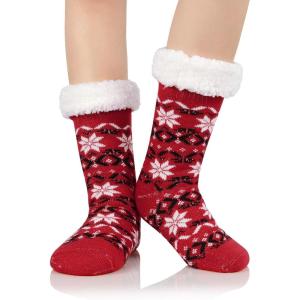 imageAmerican Trends Christmas Slipper Socks Women Fuzzy Socks Gripper Non Slip Womens Warm Cozy Socks AthleticChristmas Red