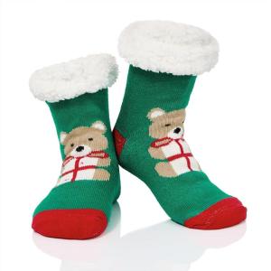 imageAmerican Trends Christmas Slipper Socks Women Fuzzy Socks Gripper Non Slip Womens Warm Cozy Socks AthleticGreen Bear Present